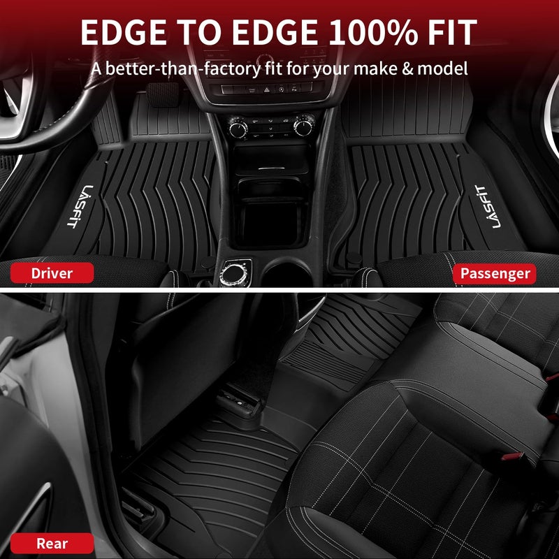 LASFIT Floor Mats for Mercedes Benz CLA 2014-2019 & GLA 2015-2020 250/45 AMG, All Weather TPE Custom Fit Car Mats for Mercedes CLA & GLA Floor Liners, 1st & 2nd Row Set, Black - Image 4